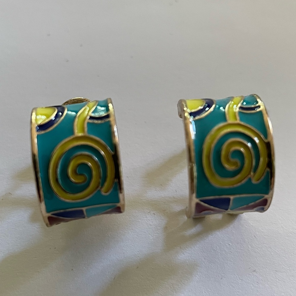 Vintage “Green Vault” inspired Enamel earrings
